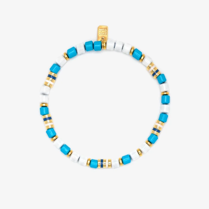 Ladies Bracelets with Sanidine-World Water Day Mixed Bead Stretch Bracelet