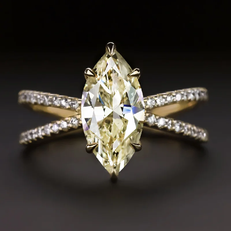 Large Engagement Rings -2.27ct MARQUISE DIAMOND ENGAGEMENT RING SPLIT SHANK 14k YELLOW GOLD NATURAL