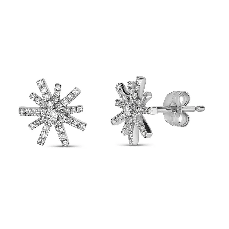 Ladies Bold Earrings -EMILIQUE 14KT 0.22CT ROUND DIAMOND STARBURST DIAMOND STUD EARRINGS