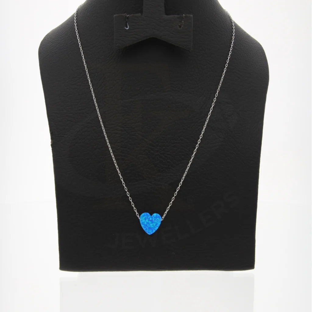 Ladies Whimsical Necklaces -spiritual necklaces for women -Sterling Silver 925 Blue Opal Heart Shaped Necklace - FKJNKLSL8064