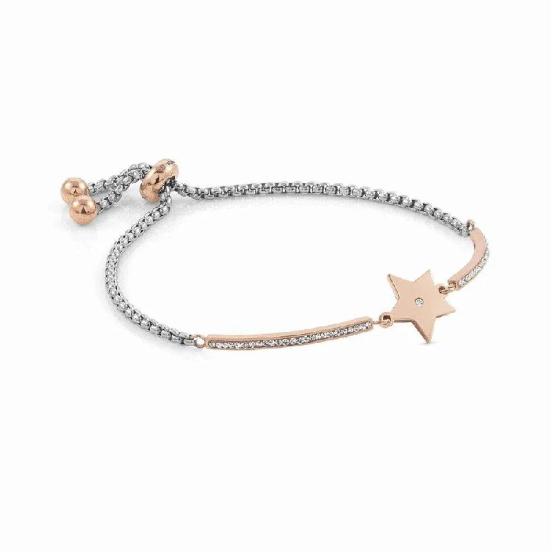 Ladies Bracelets for Birthdays-Nomination Milleluci Rose Gold Pavé Star Bracelet