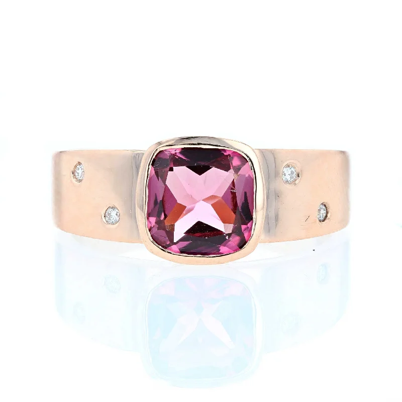 art deco women's rings -Bezel Set Pink Tourmaline Ring