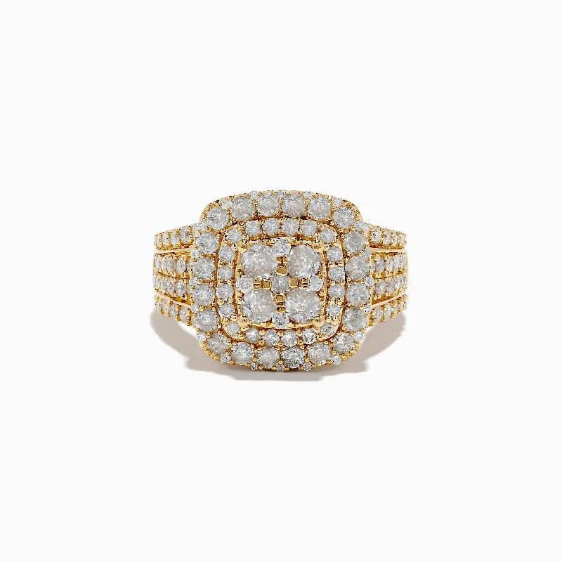 chain-link women's rings -14K Yellow Gold Diamond Ring