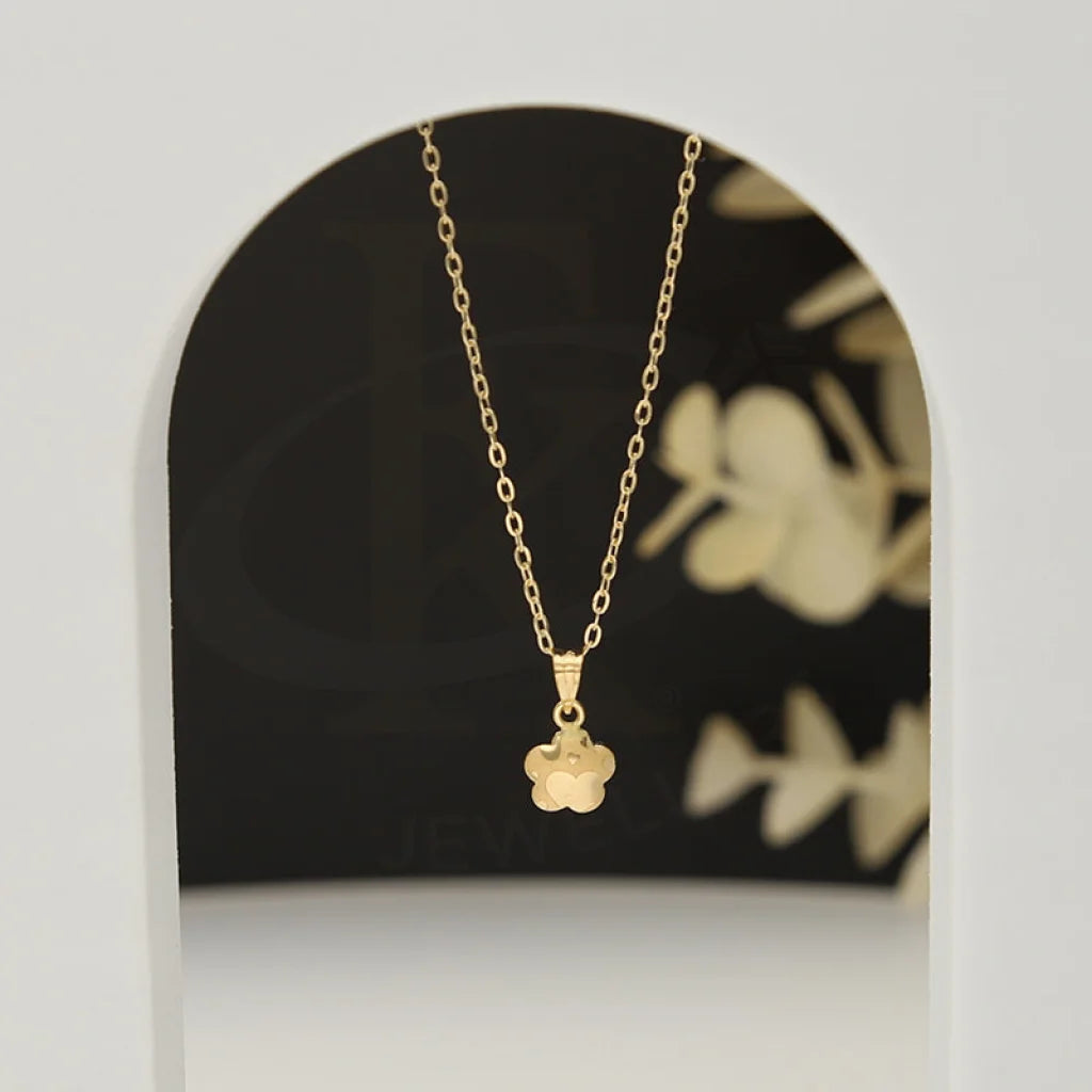 Ladies Heavy Necklaces -sentimental necklaces for women -Gold Necklace (Chain With Flower Shaped Pendant) 18KT - FKJNKL18K5123