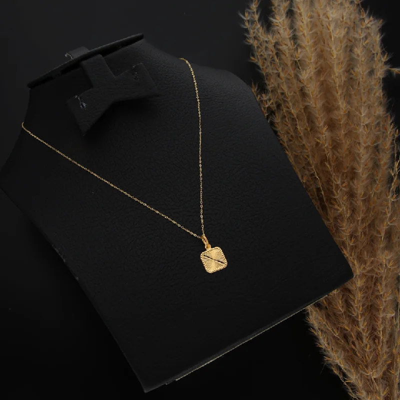 Ladies Magical Necklaces -emerald-cut pendant necklaces -Gold Necklace (Chain With Square Shaped Pendant) 21KT - FKJNKL21KM9814