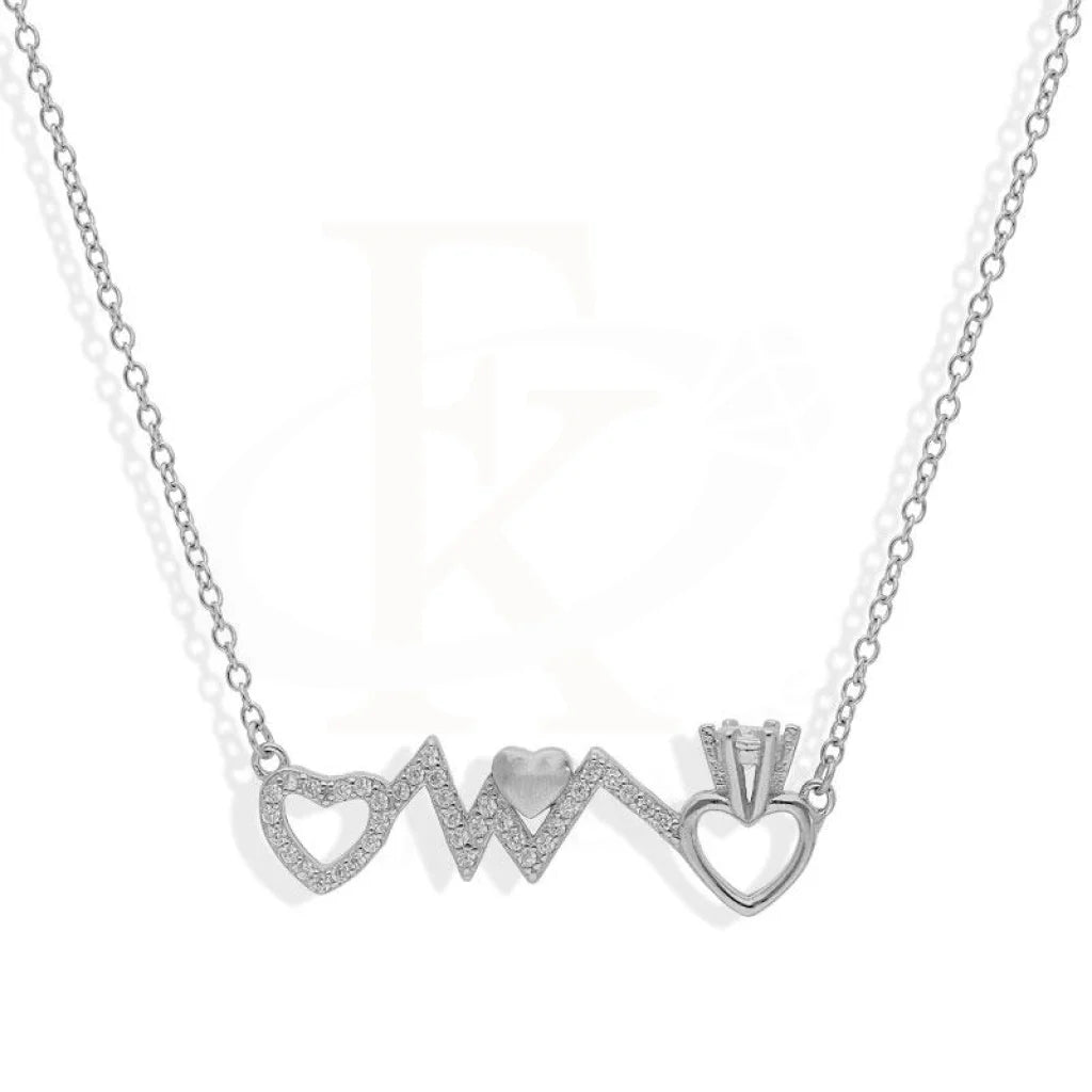 Ladies Energy Necklaces -bridal pearl necklaces -Sterling Silver 925 Heartbeat Necklace - FKJNKLSL2197