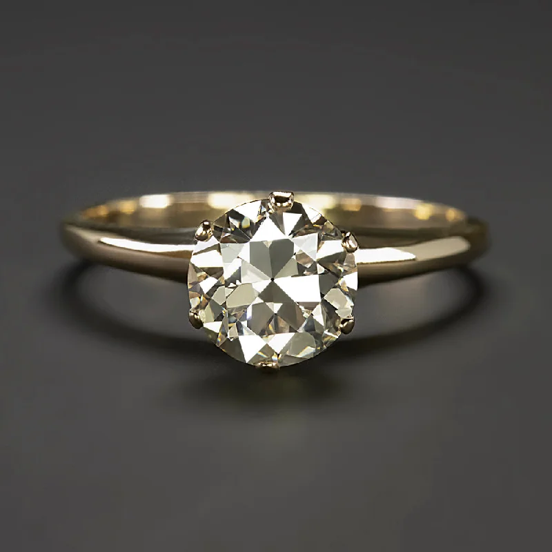 Diamond Engagement Rings -1.54ct OLD CUT DIAMOND ENGAGEMENT RING J-K VS1 SOLITAIRE 14k YELLOW GOLD 1.5ct