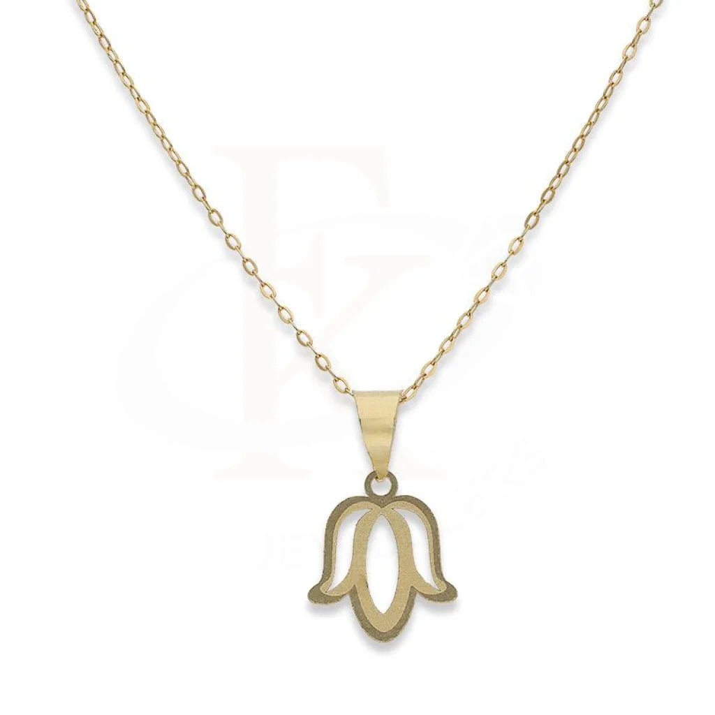 Ladies Rustic Necklaces -non-tarnish necklaces -Gold Necklace (Chain with Lotus Flower Pendant) 18KT - FKJNKL18K2329