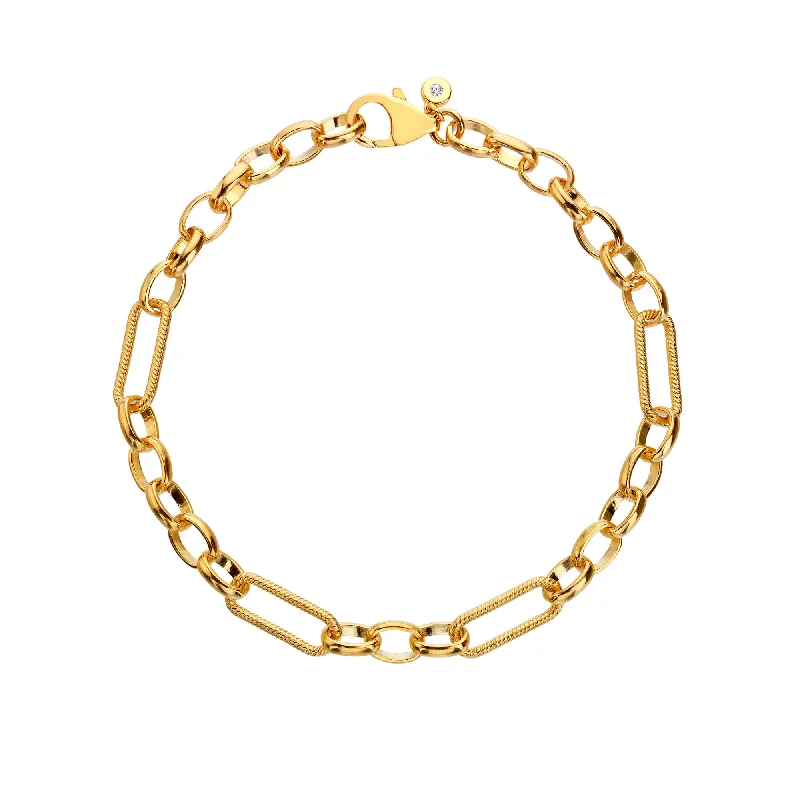 Ladies Bracelets for Graduation-Hot Diamonds Gold Vermeil Statement Link Bracelet