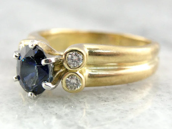 Glass Engagement Rings -Fine Sapphire Diamond Engagement Ring