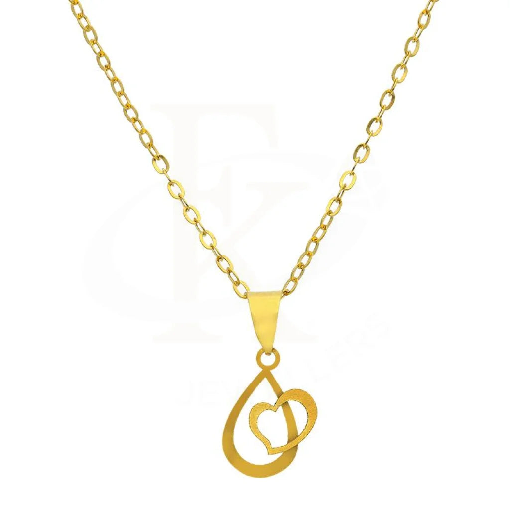 Ladies Subtle Necklaces -dog lover necklaces -Gold Necklace (Chain with Pear In Heart Pendant) 18KT - FKJNKL18K2527