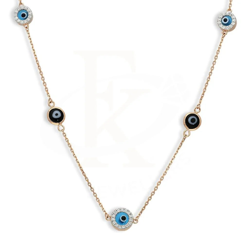 Ladies White Necklaces -trendy fashion necklaces -Sterling Silver 925 Rose Gold Plated Evil Eye Necklace - FKJNKLSL2649