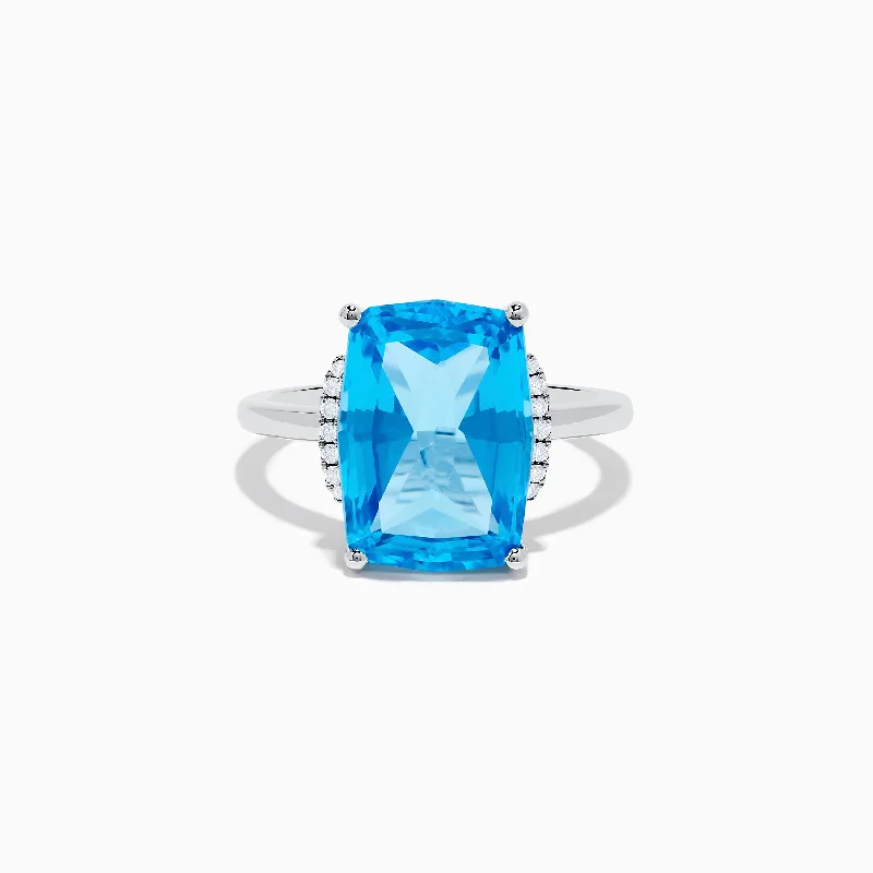 custom-made women's rings -Ocean Bleu 14K White Gold Blue Topaz and Diamond Ring