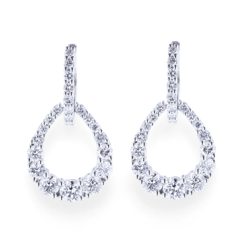 Ladies 18K Gold Earrings -18KT WHITE GOLD 2.74CTW DIAMOND DROP EARRINGS