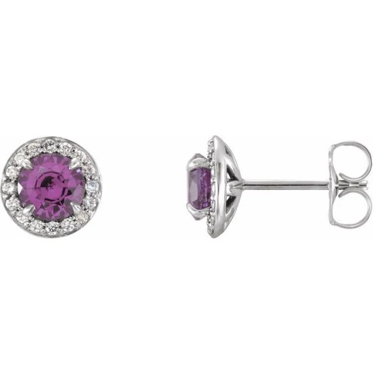 Ladies Faith Earrings -14K White 4.5 mm Natural Amethyst & 1/6 CTW Natural Diamond Earrings