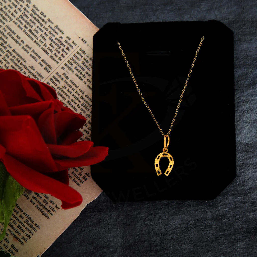 Ladies Lapis Lazuli Necklaces -best friend necklaces -Gold Necklace (Chain with Dainty Horseshoe Pendant) 21KT - FKJNKL21KM8403