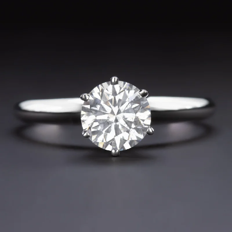 Cluster Engagement Rings -1.17ct E SI NATURAL DIAMOND ENGAGEMENT RING ROUND CUT SOLITAIRE 14k WHITE GOLD