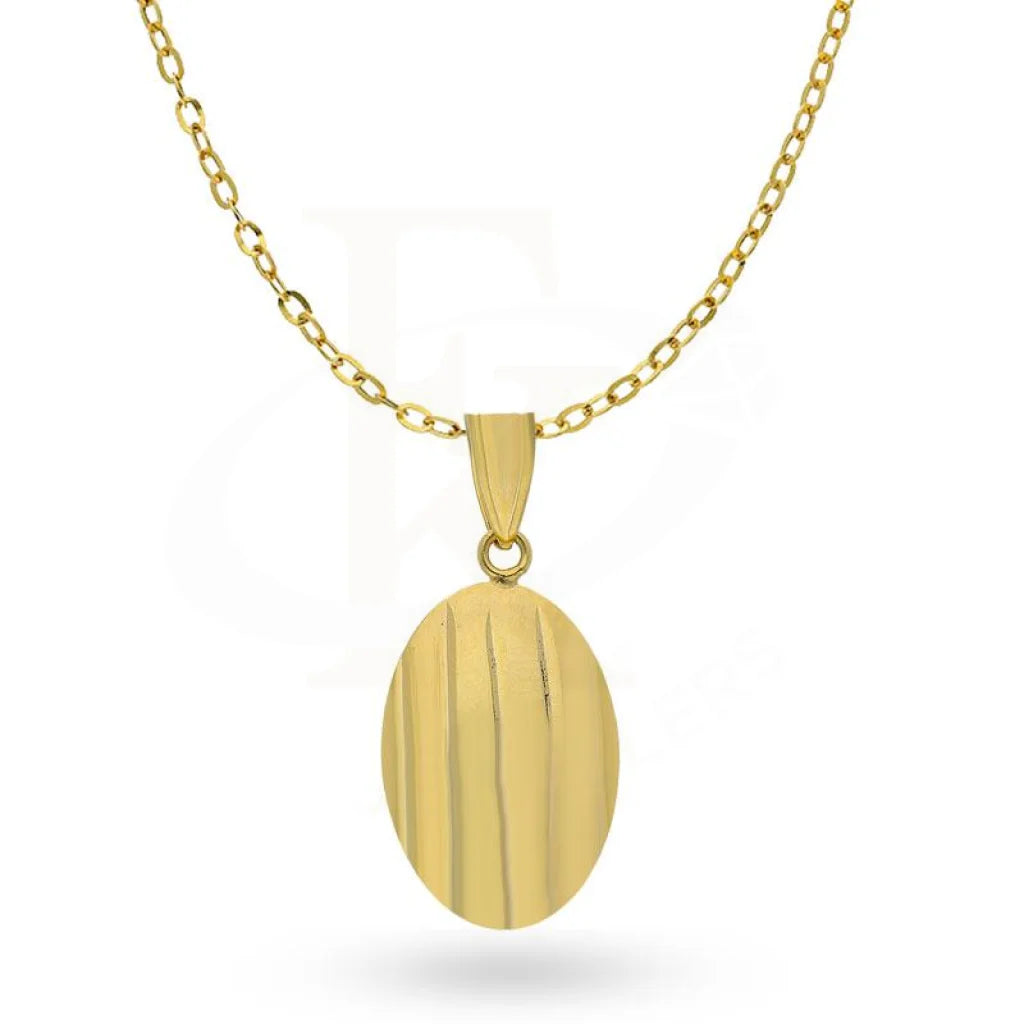 Ladies Classic Necklaces -sentimental necklaces for women -Gold Necklace (Chain with Oval Shaped Pendant) 18KT - FKJNKL18K1996