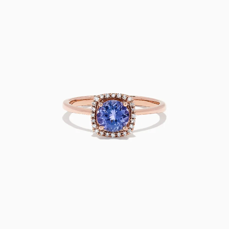 silver-plated women's rings -Nahla Siri 14K Rose Gold Tanzanite and Diamond Ring, 0.81 TCW