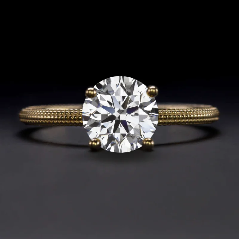 Radiance Engagement Rings -1ct LAB CREATED DIAMOND ENGAGEMENT RING EXCELLENT CUT ROUND SOLITAIRE 14k GOLD