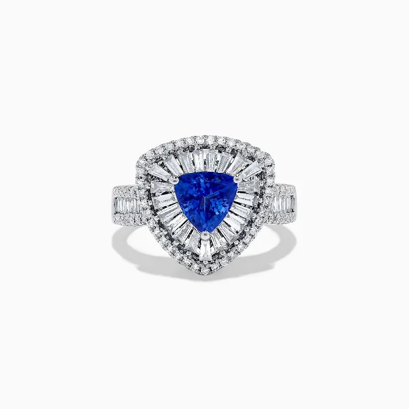 open-ended women's rings -14K White Gold Tanzanite and Diamond Ring