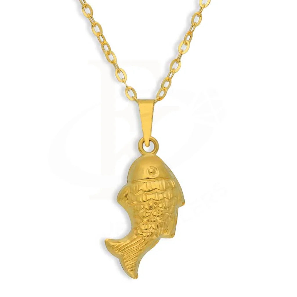 Ladies Onyx Necklaces -vintage necklaces for women -Gold Necklace (Chain With Fish Shaped Pendant) 18KT - FKJNKL18K2871