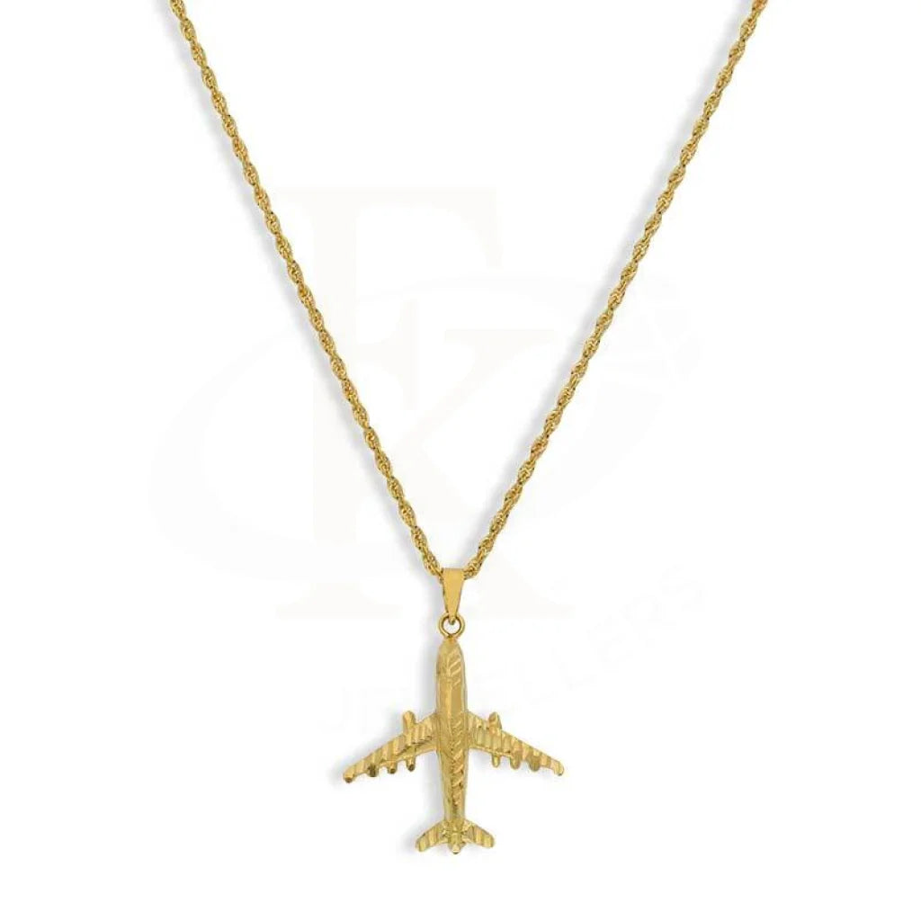 Ladies Ethnic Necklaces -gemstone necklaces for women -Gold Necklace (Chain With Airplane Pendant) 18KT - FKJNKL18K3112