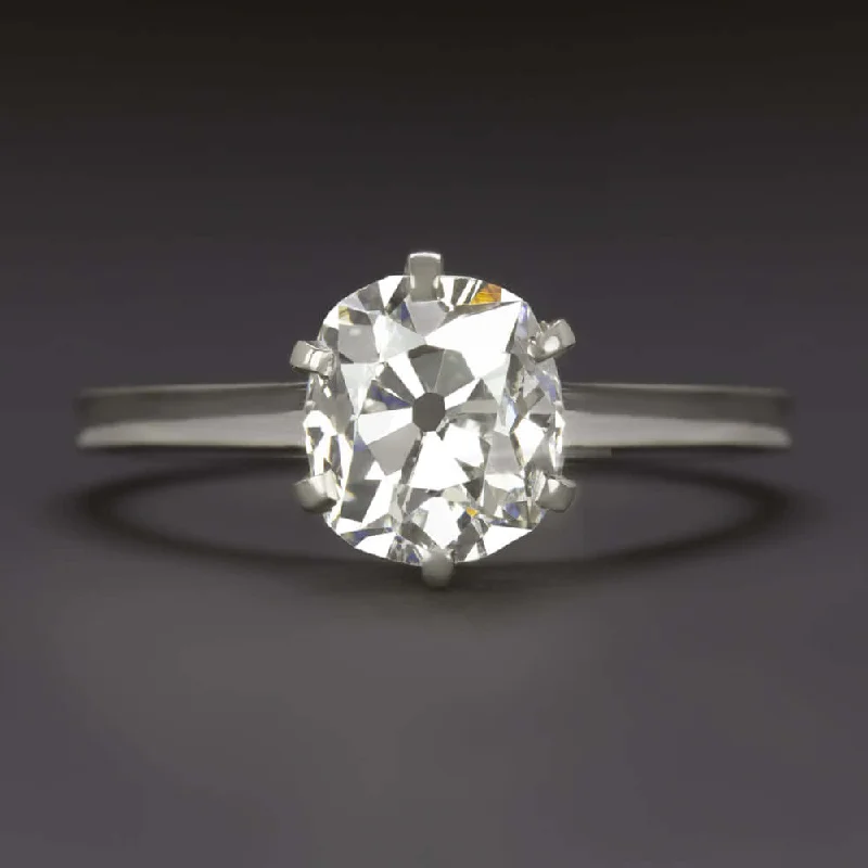 Simple Engagement Rings -1.29ct GIA CERTIFIED OLD MINE CUT DIAMOND ENGAGEMENT RING FRENCH ANTIQUE 18k