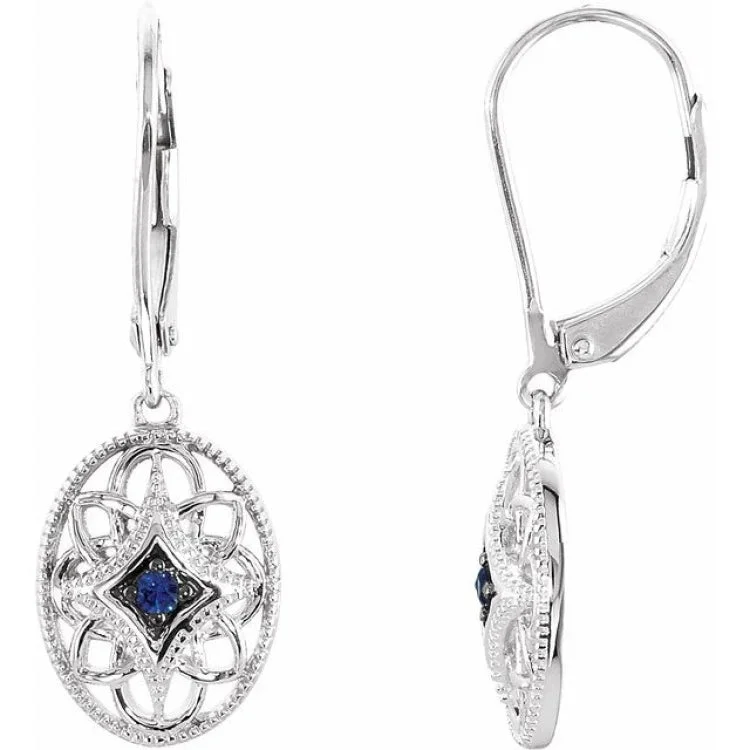 Ladies Harmony Earrings -Sterling Silver Natural Blue Sapphire Lever Back Earrings