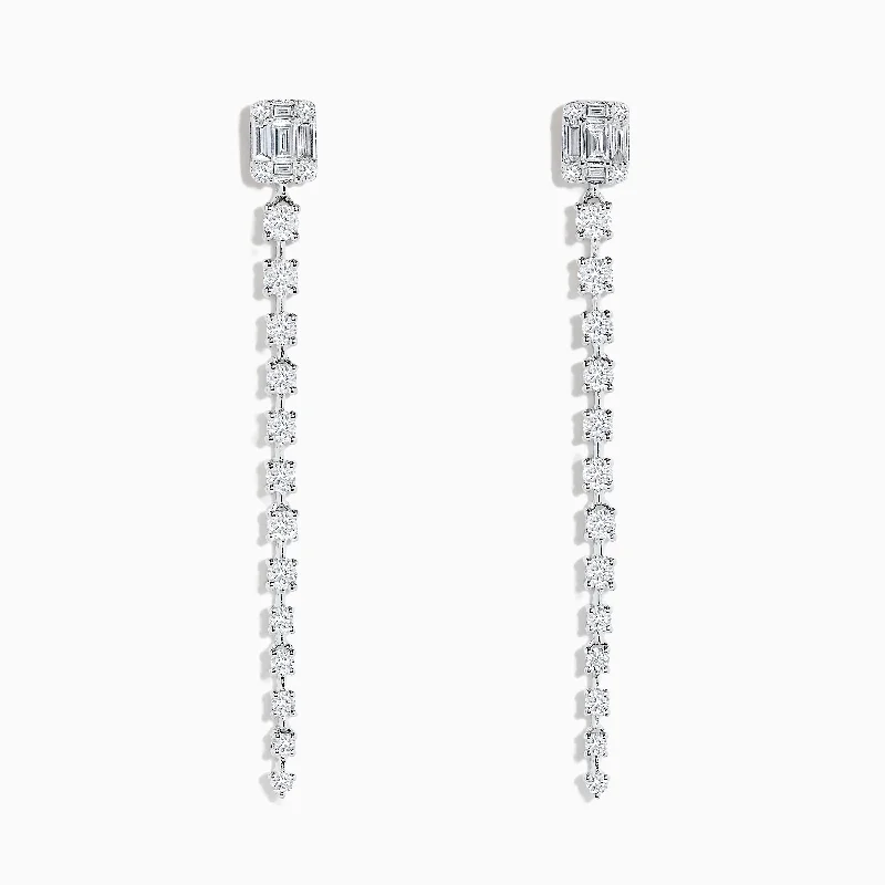 Ladies Rural Earrings -Classique 14K White Gold Diamond Drop Earrings