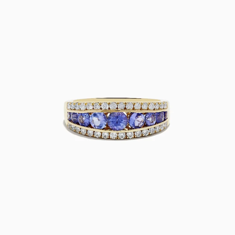 baguette-cut women's rings -Nahla Siri 14K Yellow Gold Tanzanite and Diamond Ring