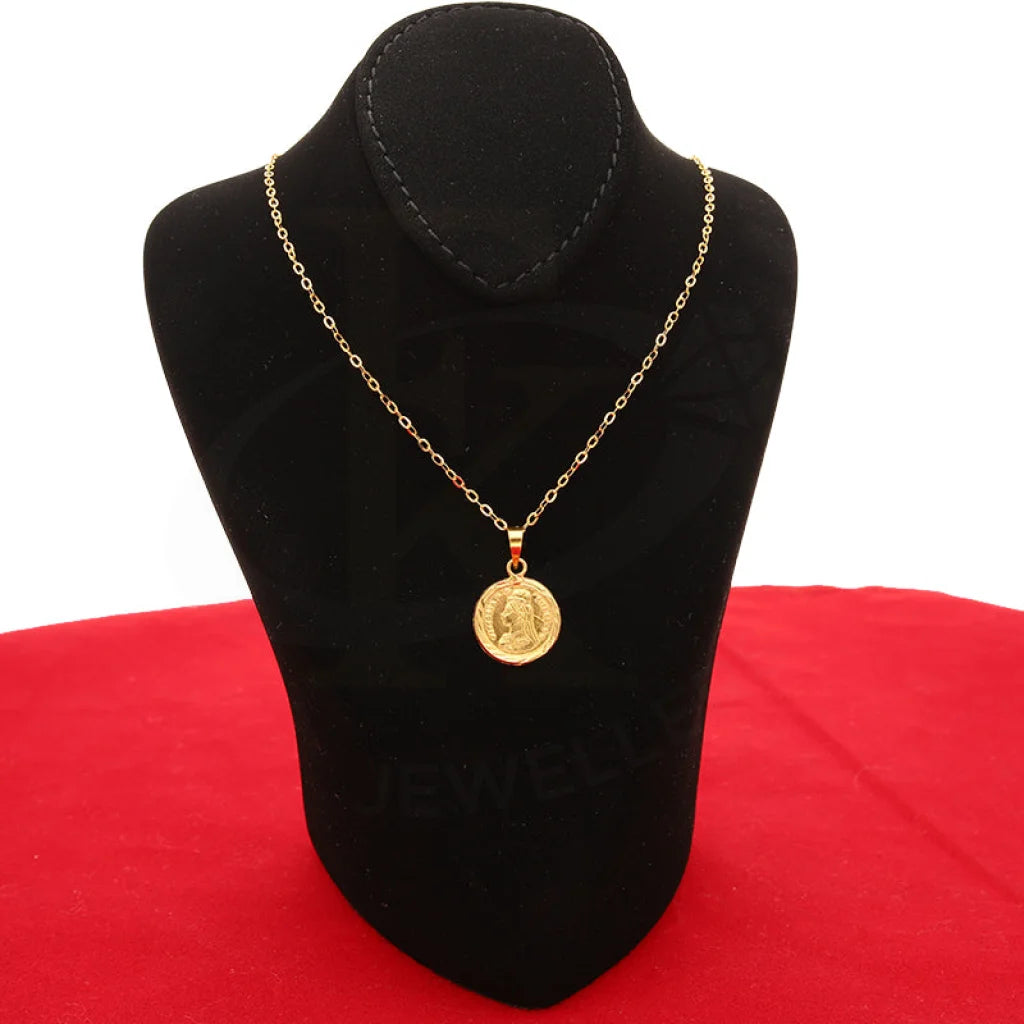 Ladies Twisted Necklaces -evil eye necklaces for women -Gold Victoria Coin Necklace  (Chain with Pendant) 18KT - FKJNKL18K2393