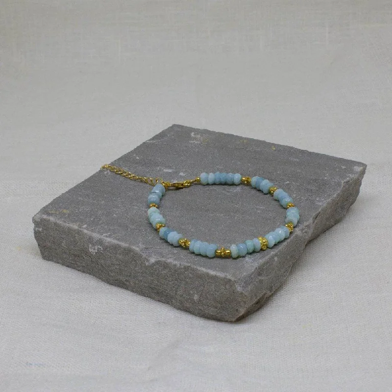 Ladies Bracelets Unique Shapes-Aqua Blue Opal 18ct Gold Vermeil Bracelet