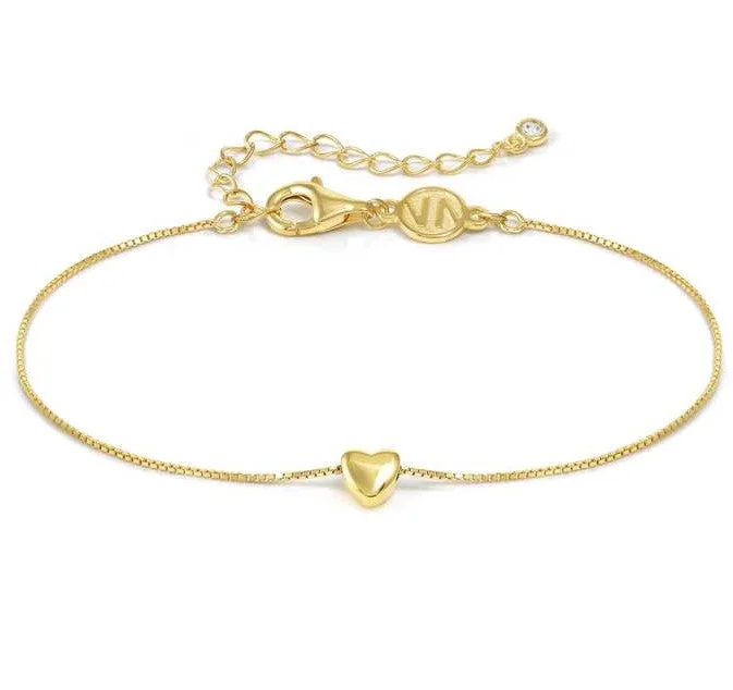 Ladies Bracelets Shiny Finish-Nomination Gold Vermeil Cubic Zirconia Heart Bracelet