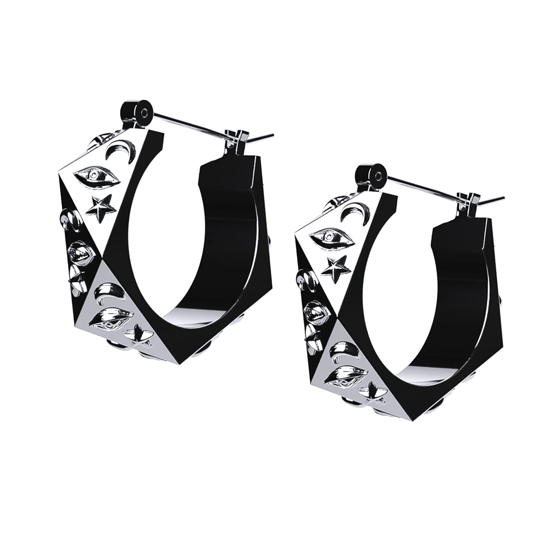 Ladies Asymmetrical Earrings -ASTROLOGY HOOP EARRING