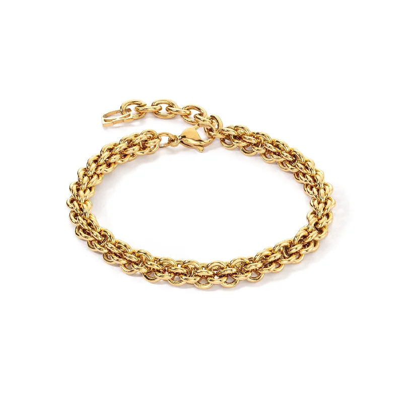 Ladies Bracelets with Pearls-Coeur De Lion Gold Mesh Chain Bracelet