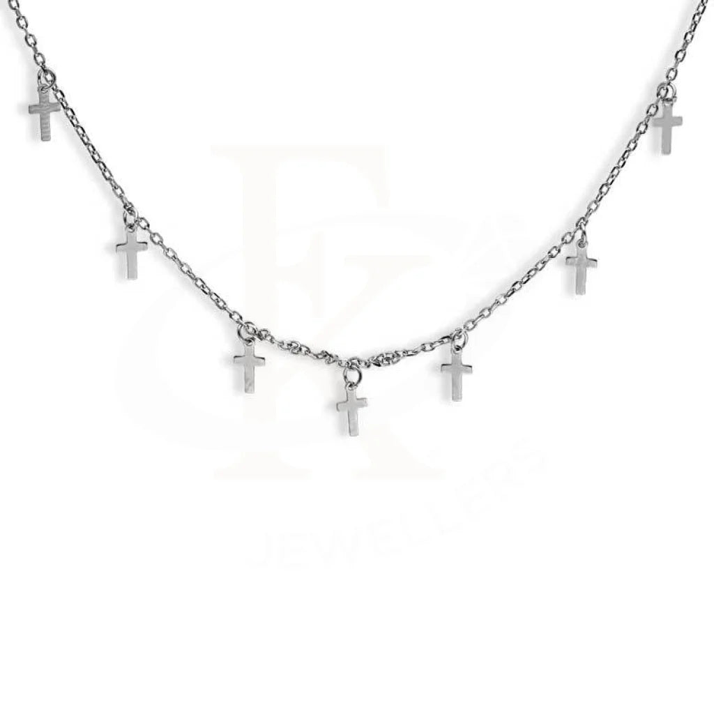 Ladies White Gold Necklaces -minimalist necklaces for women -Sterling Silver 925 Cross Shaped Necklace - FKJNKLSL2971