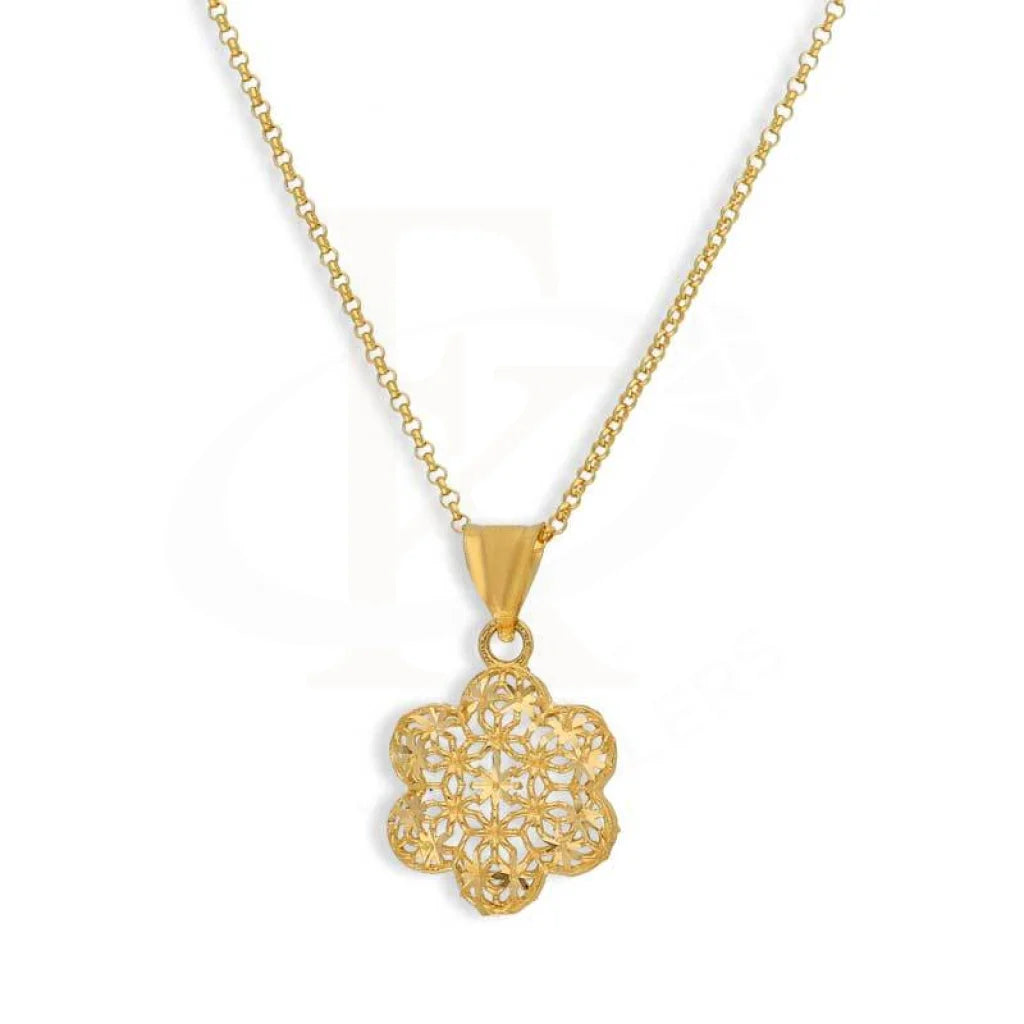 Ladies Spring Necklaces -chakra necklaces for women -Gold Necklace (Chain with Flower Shaped Pendant) 21KT - FKJNKL21K3076