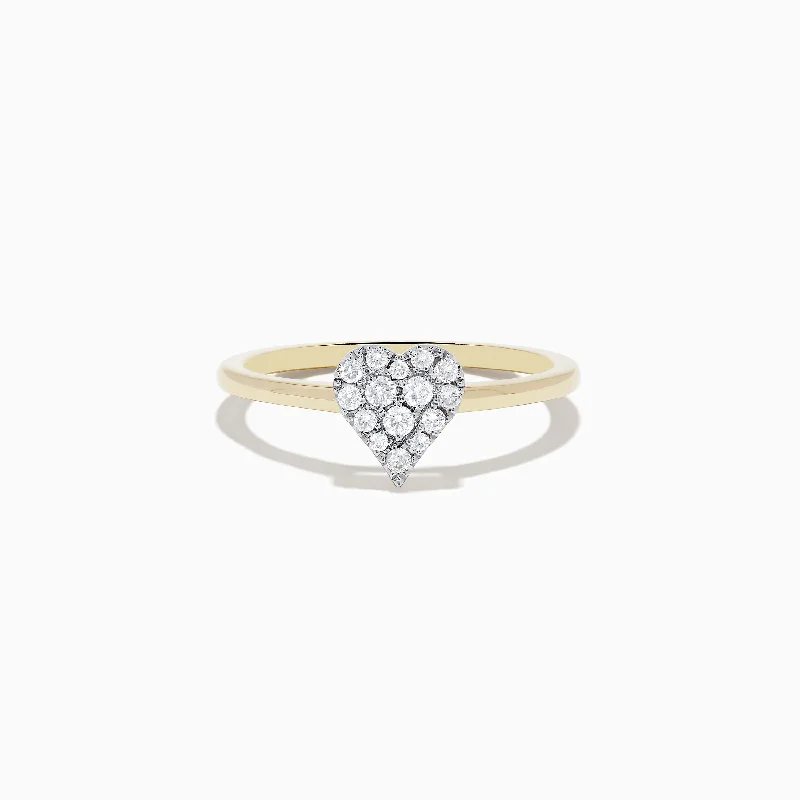 personalized women's rings -14K Yellow Gold Pave Diamond Heart Ring