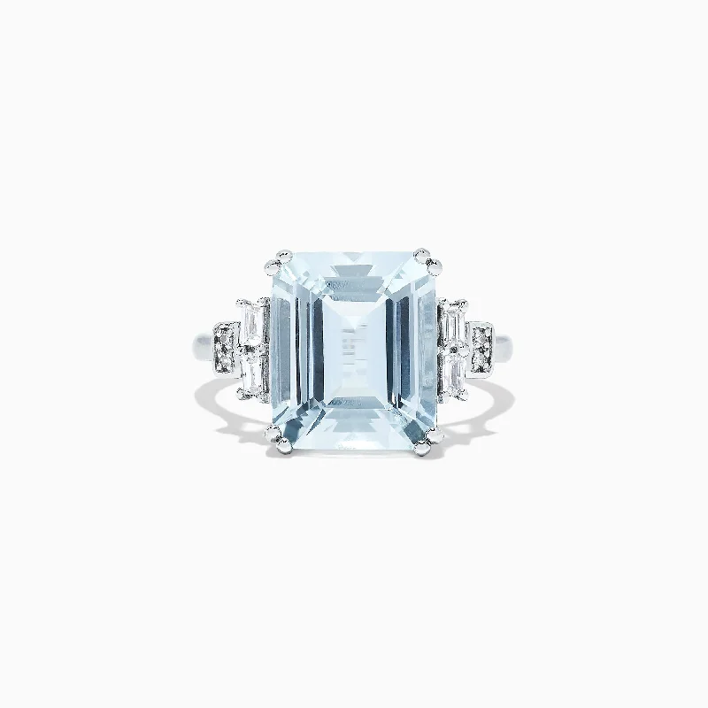 open-ended women's rings -Aquarius 14K White Gold Aquamarine and Diamond Ring, 5.05 TCW