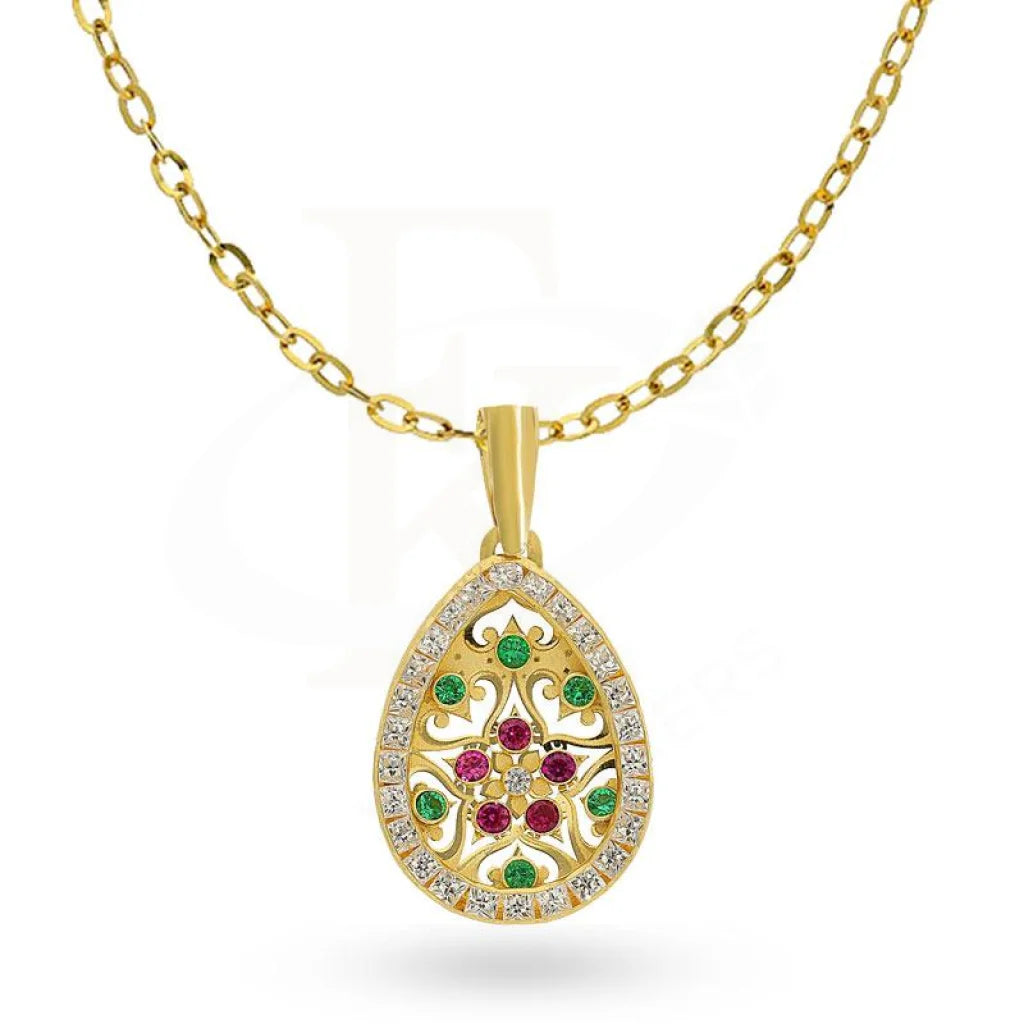 Ladies Knotted Necklaces -spiritual necklaces for women -Gold Pear Shaped Flower Necklace 18KT - FKJNKL1984