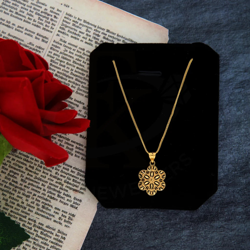 Ladies Collar Necklaces -custom-made necklaces -Gold Necklace (Chain with Flower Pendant) 21KT - FKJNKL21KM8388