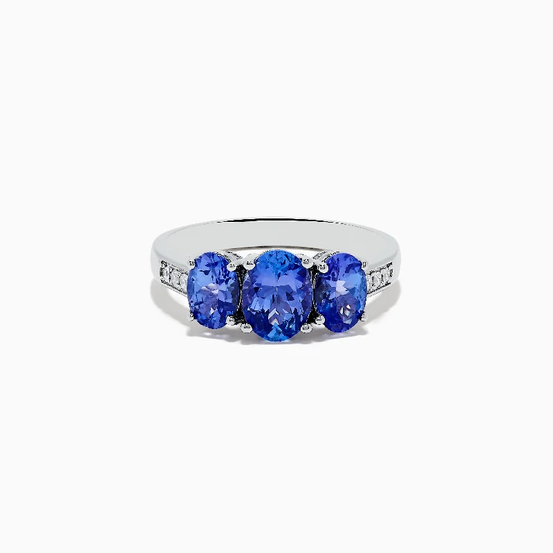 nature-inspired women's rings -Nahla Siri Sterling Silver Diamond and Tanzanite Ring