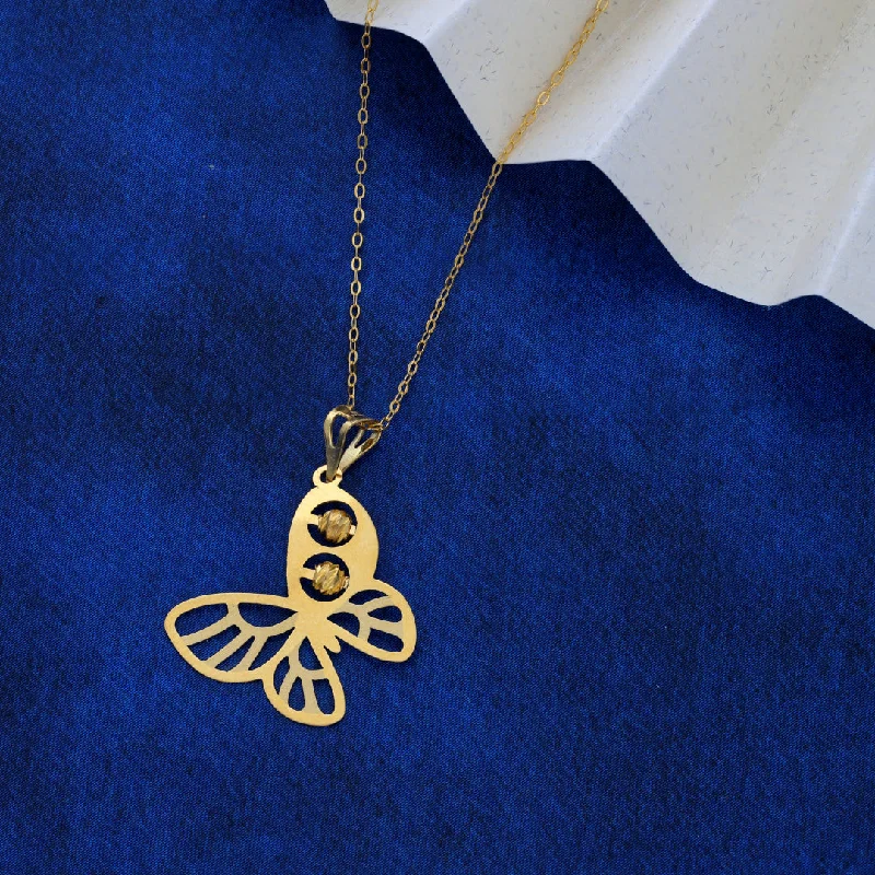 Ladies Club Necklaces -antique necklaces for women -Gold Necklace (Chain Butterfly Shaped Pendant) 21KT - FKJNKL21KM9568