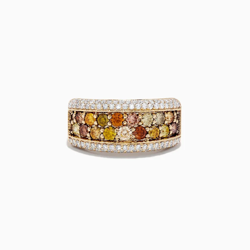 contemporary women's rings -14K Yellow Gold Multi Color Diamond Ring