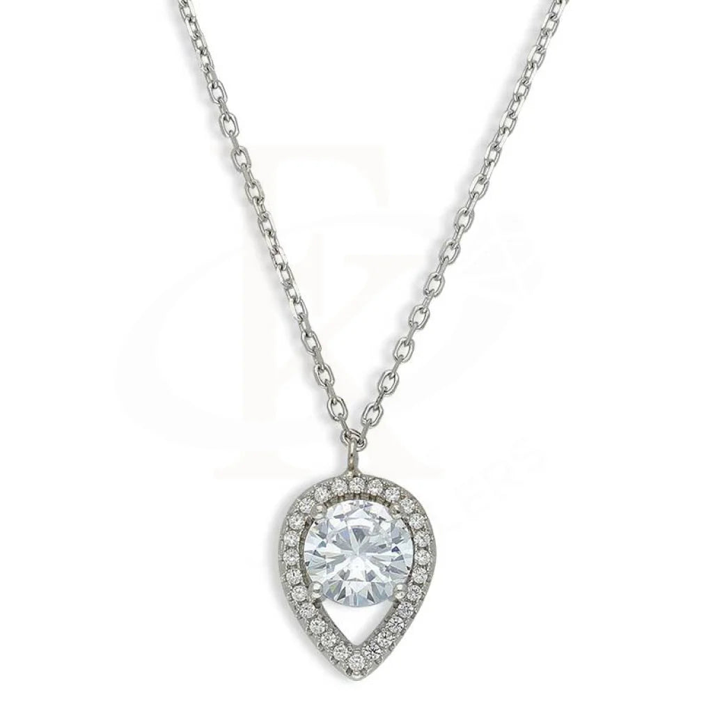 Ladies Fine Necklaces -zodiac necklaces for women -Sterling Silver 925 Pear Shaped Solitaire Necklace - FKJNKLSL3028