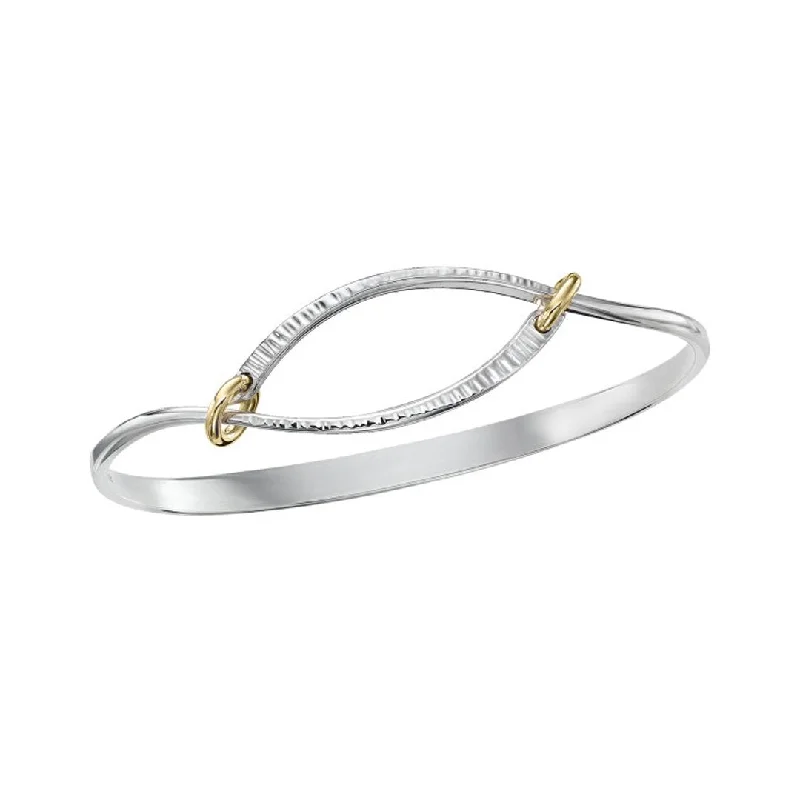 Ladies Bracelets Wave Design-Silver & Gold Bangle Bracelet