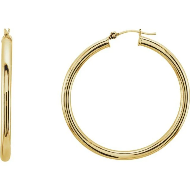 Ladies Enchanted Earrings -14K Yellow 40 mm Tube Hoop Earrings