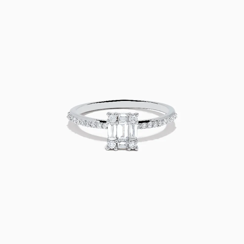 eco-friendly women's rings -Classique 14K White Gold Diamond Ring