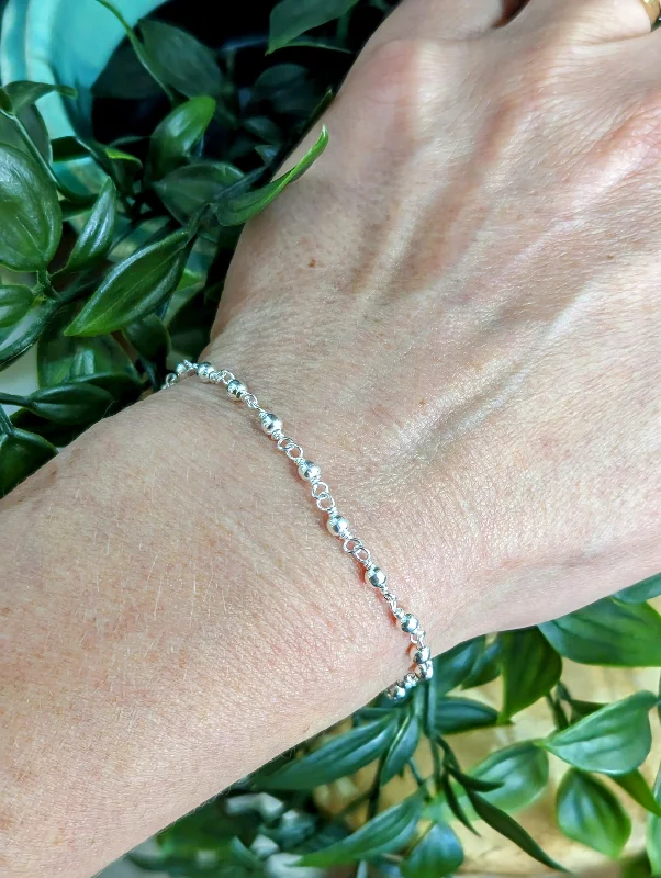 Ladies Bracelets with Enstatite-Sterling Silver Beads Bracelet